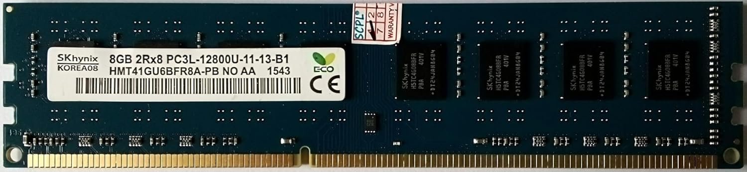 8GB DDR3 RAM 1600MHz PC3L-12800 U-DIMM Dual Rank for Desktop