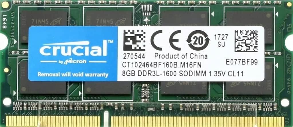 Crucial 8GB Single DDR3/DDR3L 1600 MT/S (PC3-12800) Unbuffered SODIMM 204-Pin Memory - CT102464BF160B - Image 2