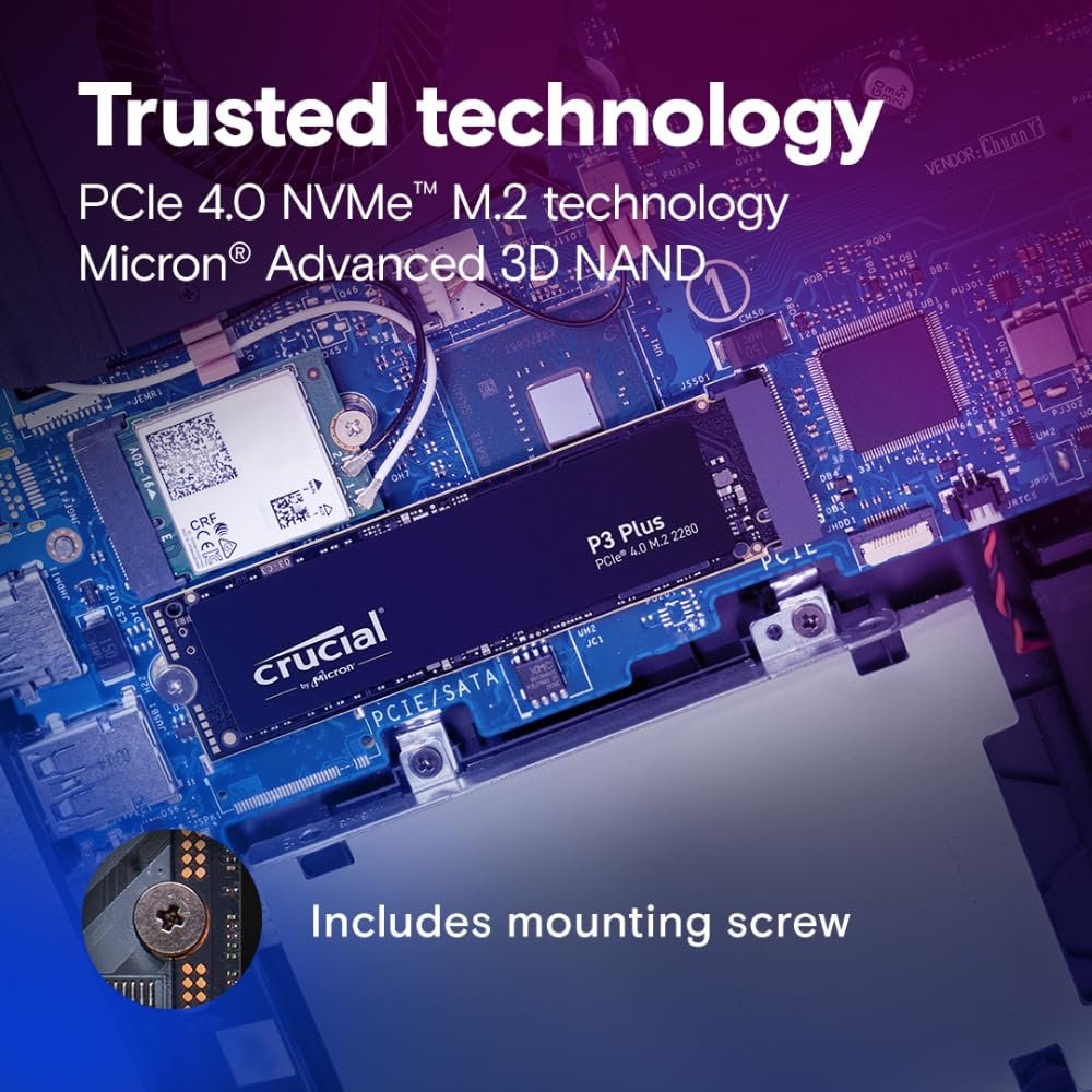 Crucial P3 Plus 1TB PCIe 4.0 3D NAND NVMe M.2 SSD, up to 5000MB/s - CT1000P3PSSD8 - Image 3