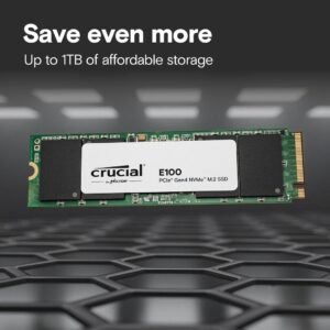 Crucial E100 1TB M.2 NVMe PCIe Gen4 Internal SSD, Up to 5,000MB/s, Laptop & Desktop Compatible - CT1000E100SSD8