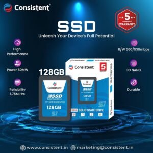 Alternative view of Consistent SSD 128GB 2.5 Inch SATA Internal SSD - Read: 550MB/s & Write: 500MB/s - Solid-State Drive 5 Year Warranty (128, GB